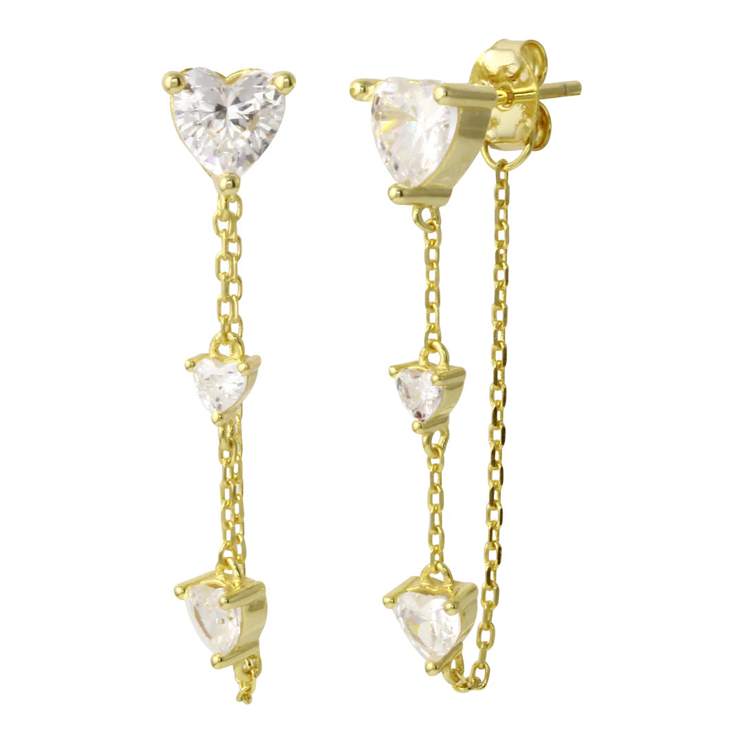 Triple Heart Chain Earrings