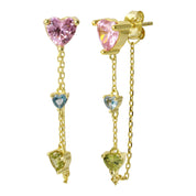 Triple Heart Chain Earrings