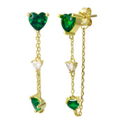 Triple Heart Chain Earrings