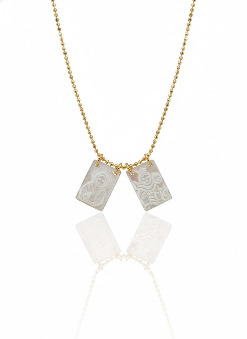 Thin Mother Pearl Scapular Necklace
