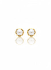 Bezel Pearl Studs