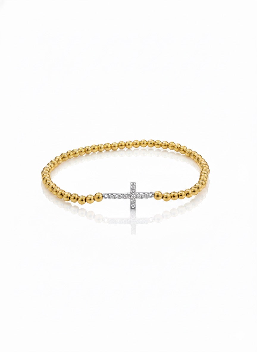 Pave Cross Goldfilled Bracelet