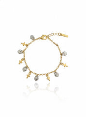 Cross and Hearts Charm Bracelet