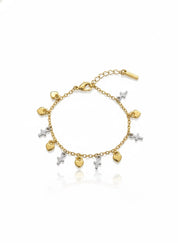 Cross and Hearts Charm Bracelet