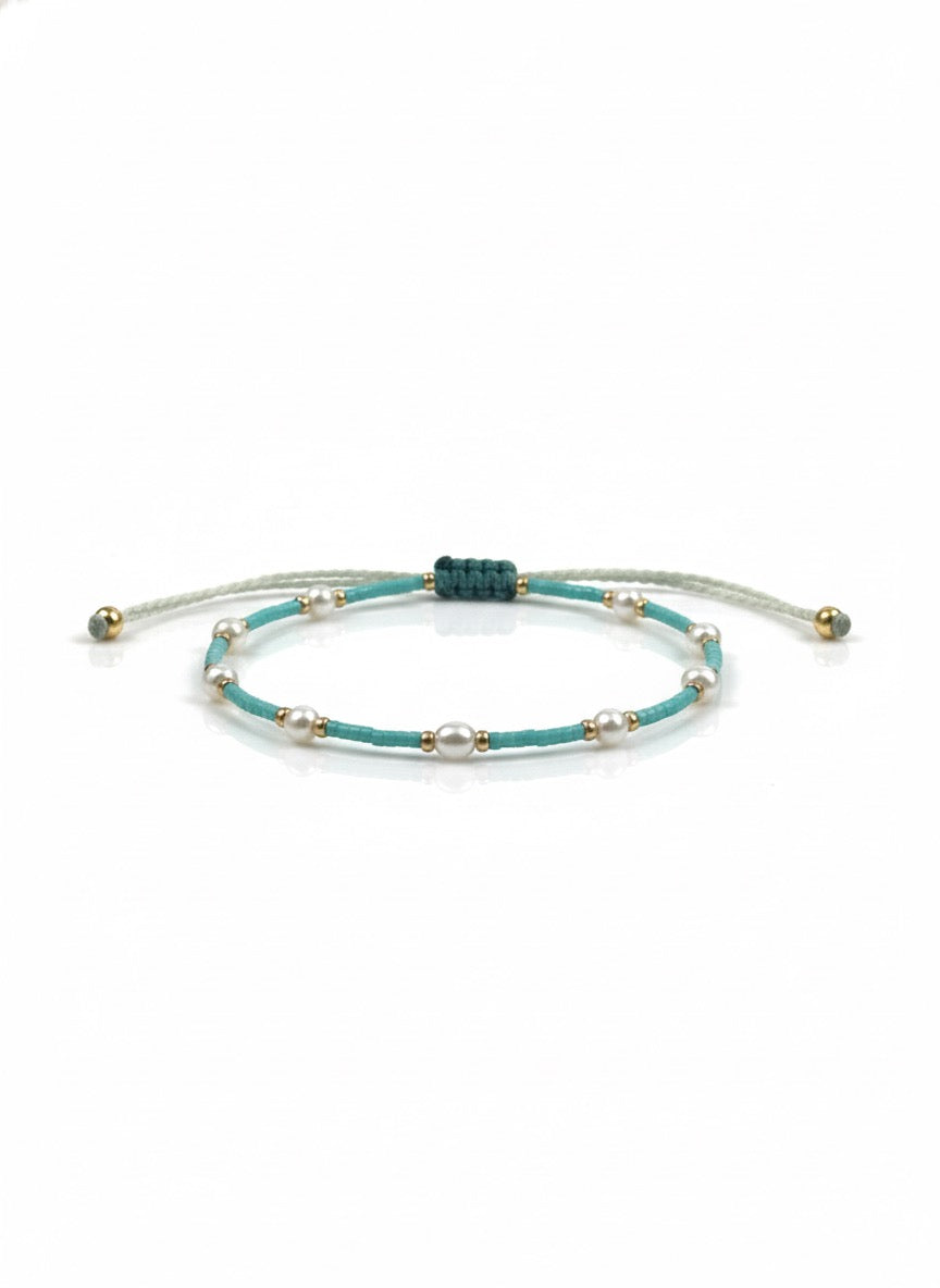 Mini Pearl Turquoise Knitted Bracelet