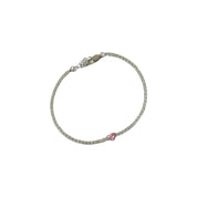 Pulsera Tennis Pink Heart-Silver