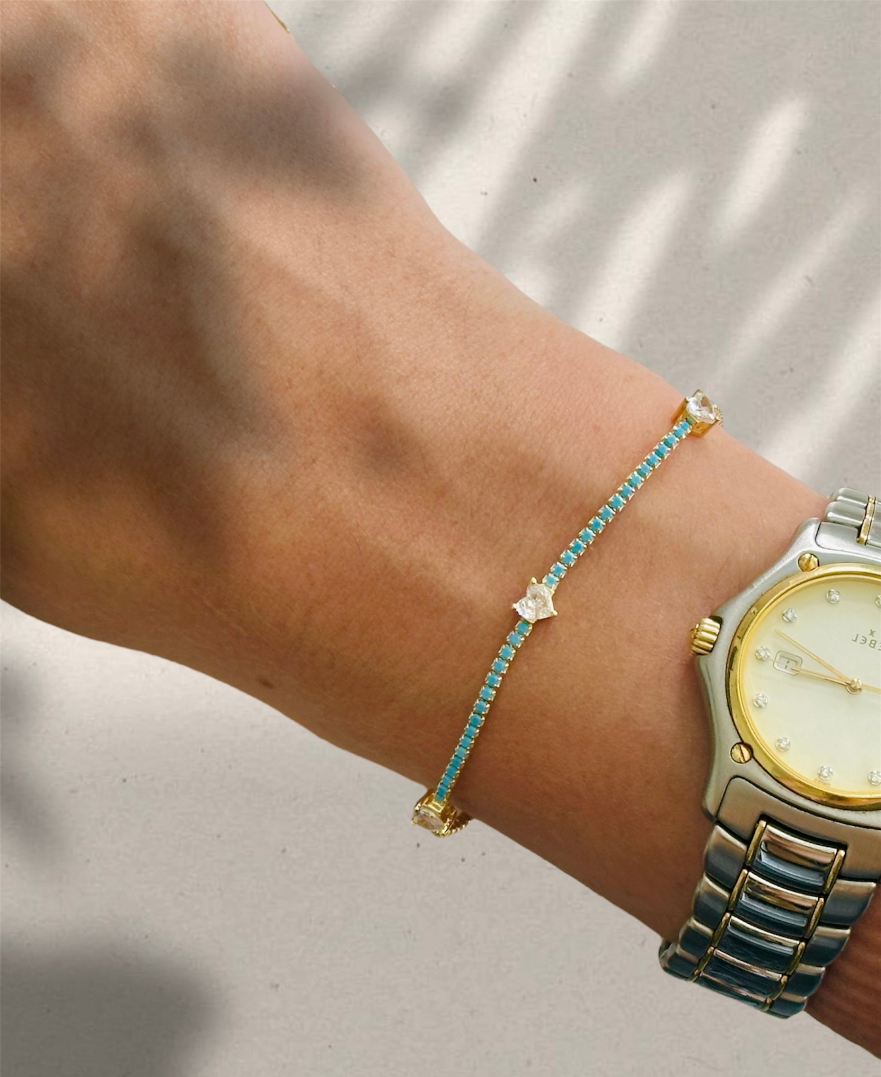 Pulsera Hearts-Blue and White