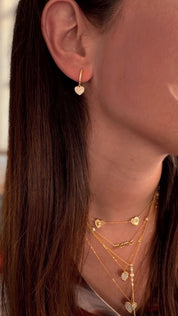 Mother Pearl Heart Hoops