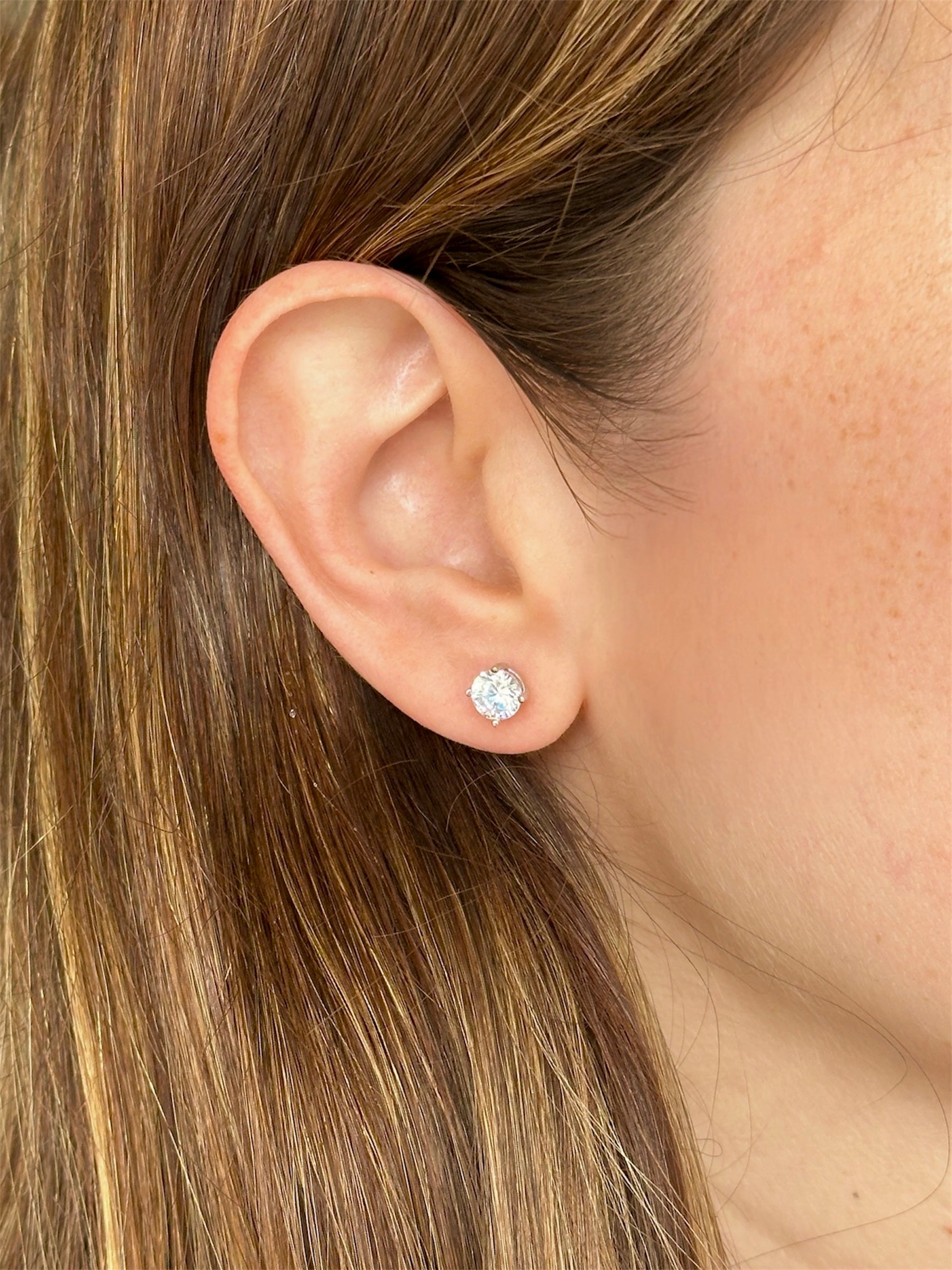 6mm Silver Prong Studs