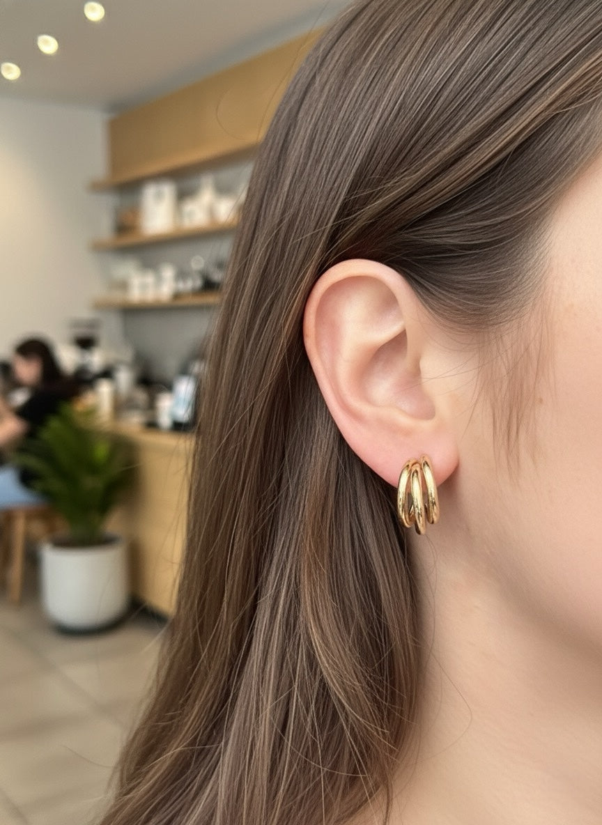 Golden Triple Hoops