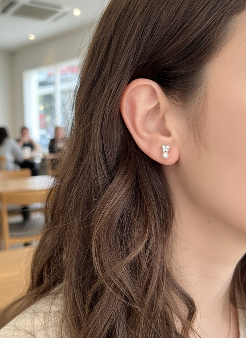 Mini Butterfly and Pearl Studs