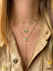 Pave Fluted Clover Necklace