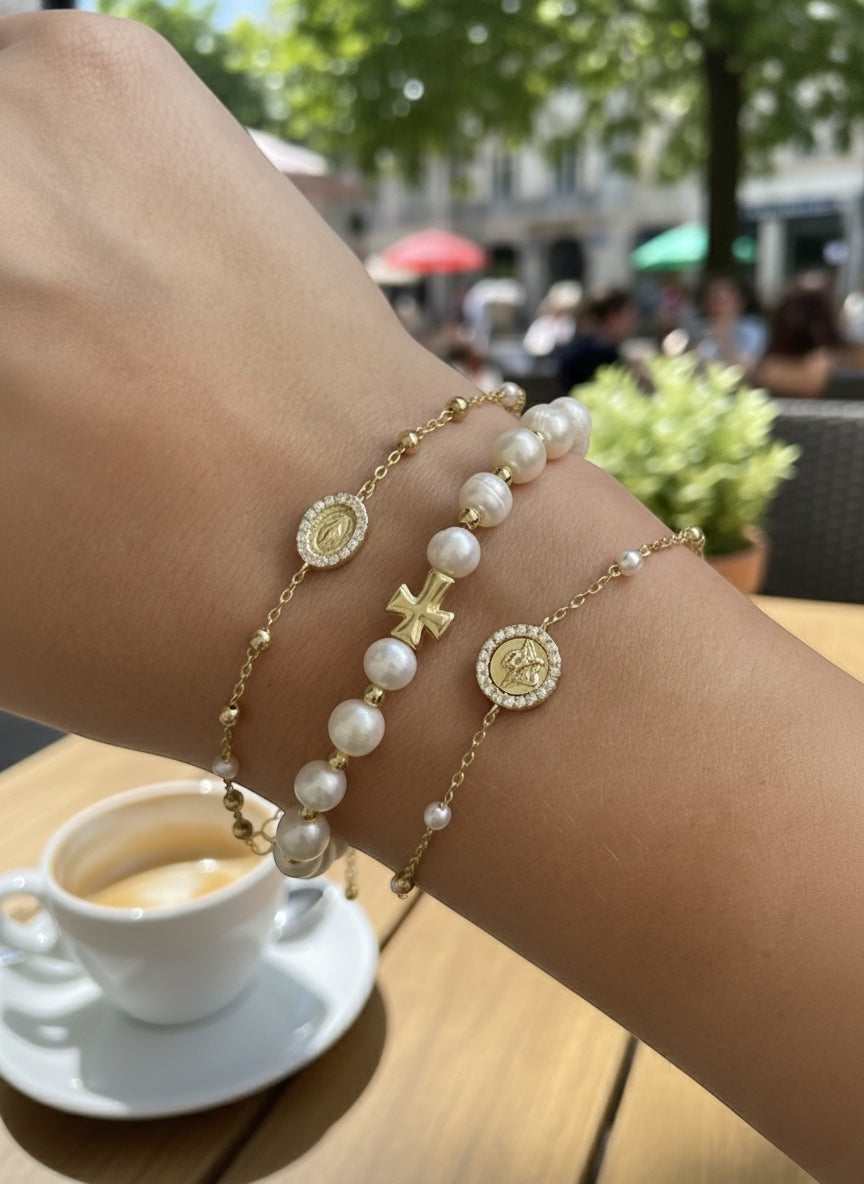 Fresh Water Pearl Cross Bracelet