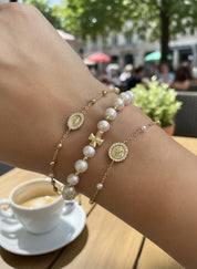 Fresh Water Pearl Cross Bracelet