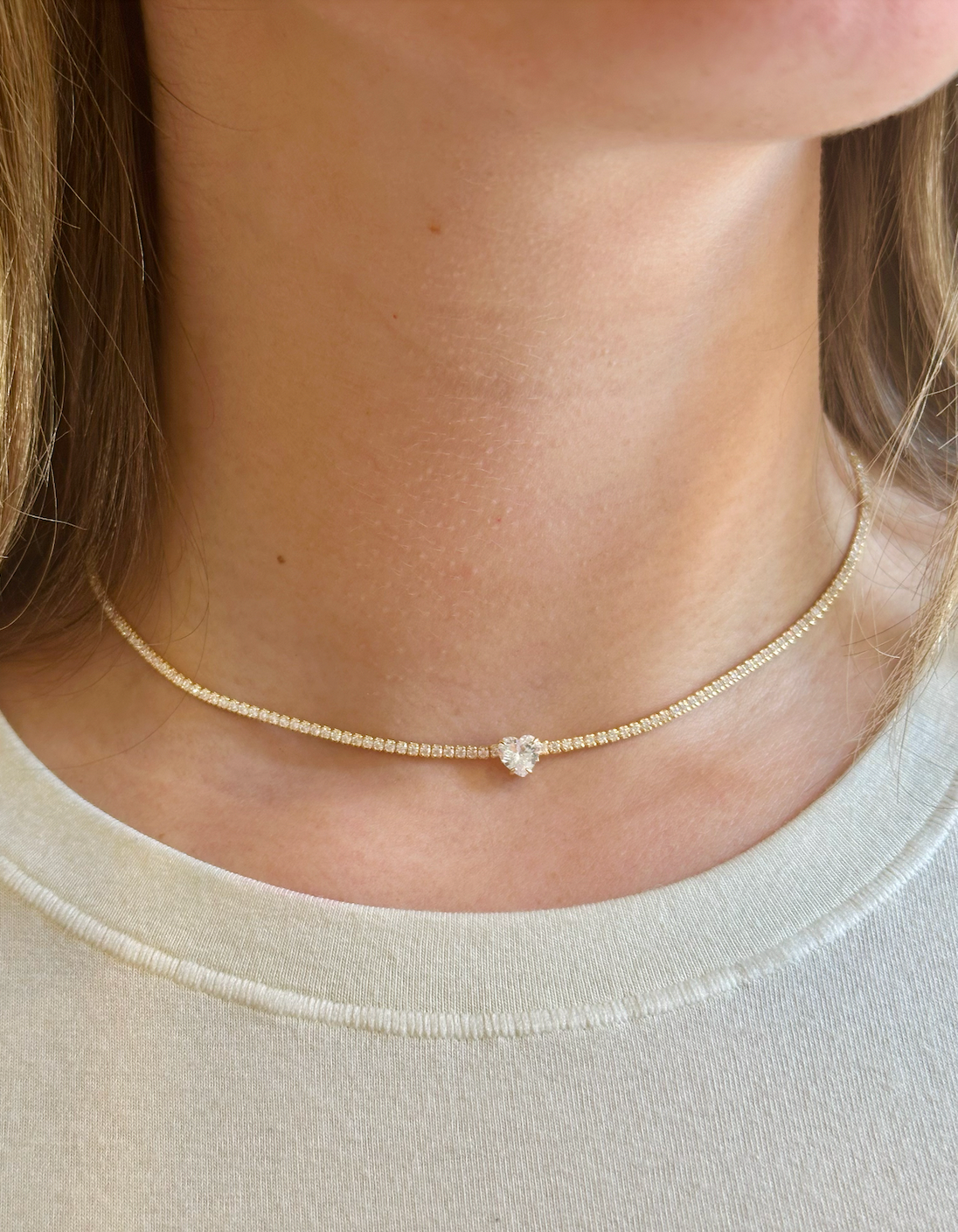 Choker Tennis Heart Gold