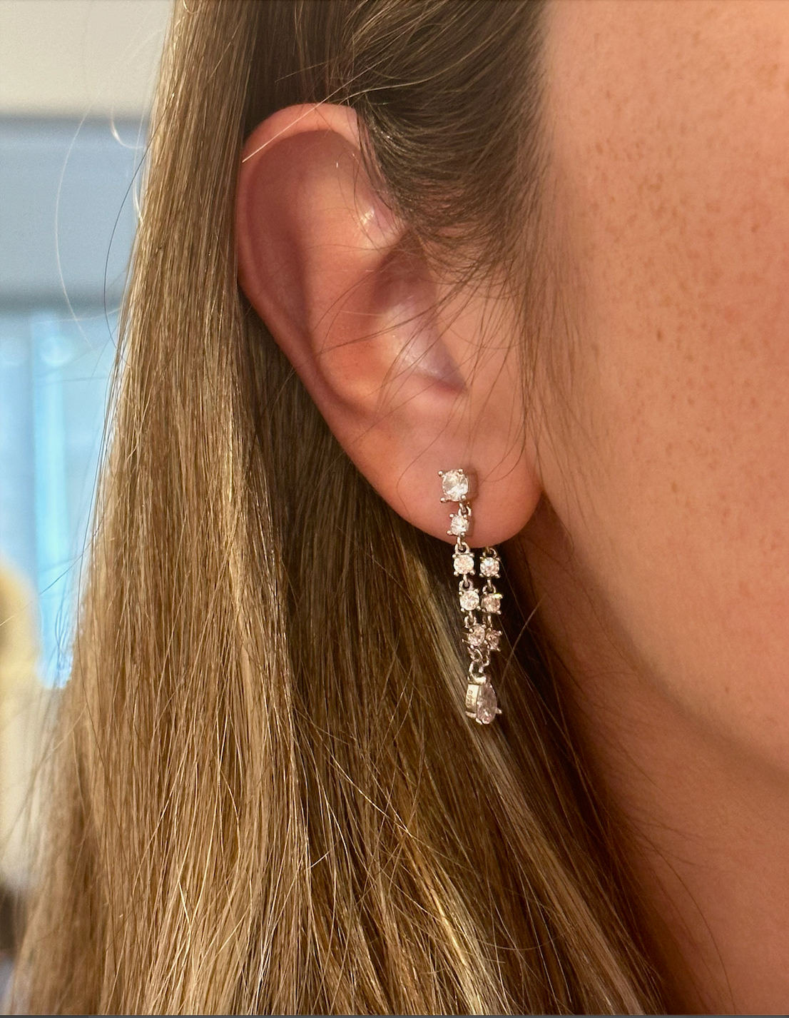 Hanging Drop Silver Earrings