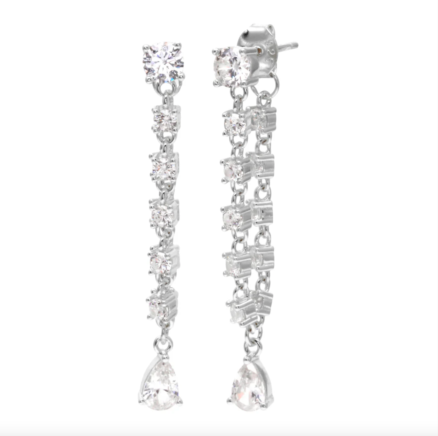 Hanging Drop Silver Earrings