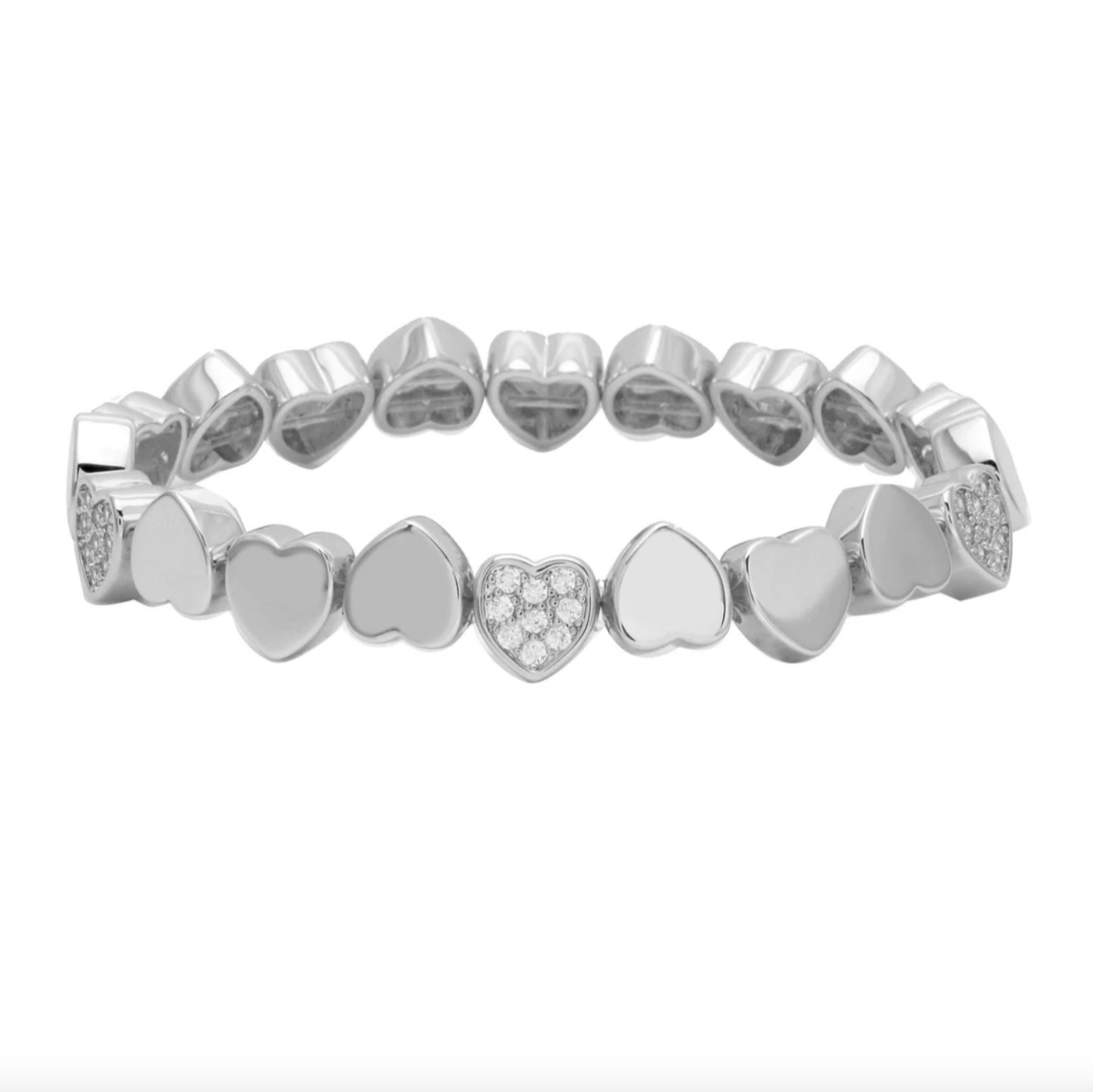 Solid & Pave Stretchy Heart Bracelet