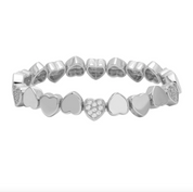 Solid & Pave Stretchy Heart Bracelet