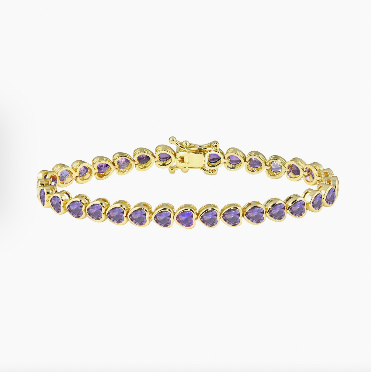 Purple Bezel Heart Tennis Bracelet