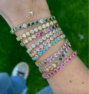 Purple Bezel Heart Tennis Bracelet