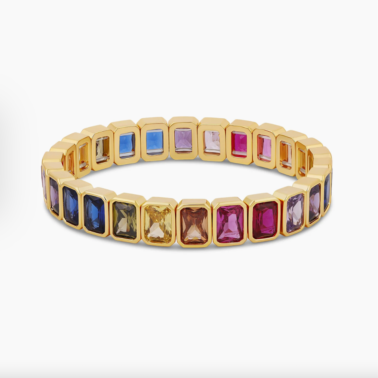 Rainbow Emerald Stretchy Bracelet