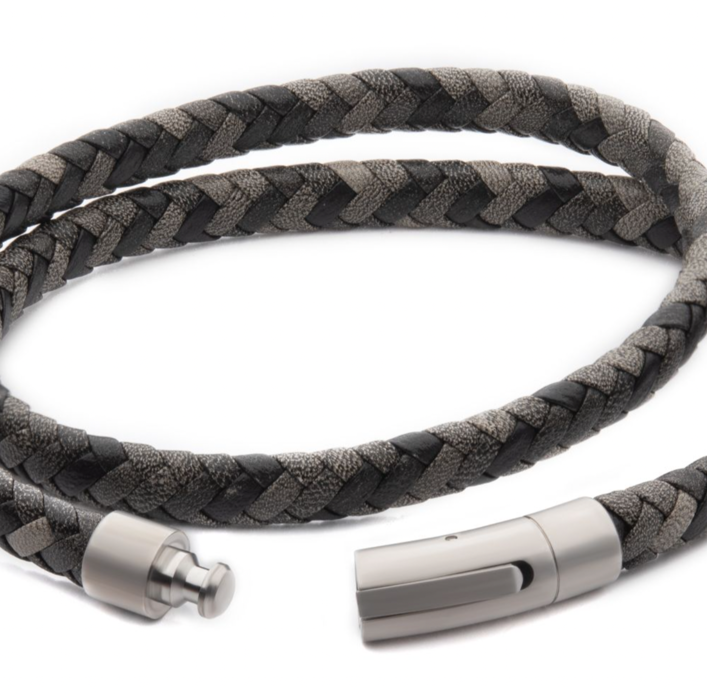 Double Wrap Braided Leather Bracelet