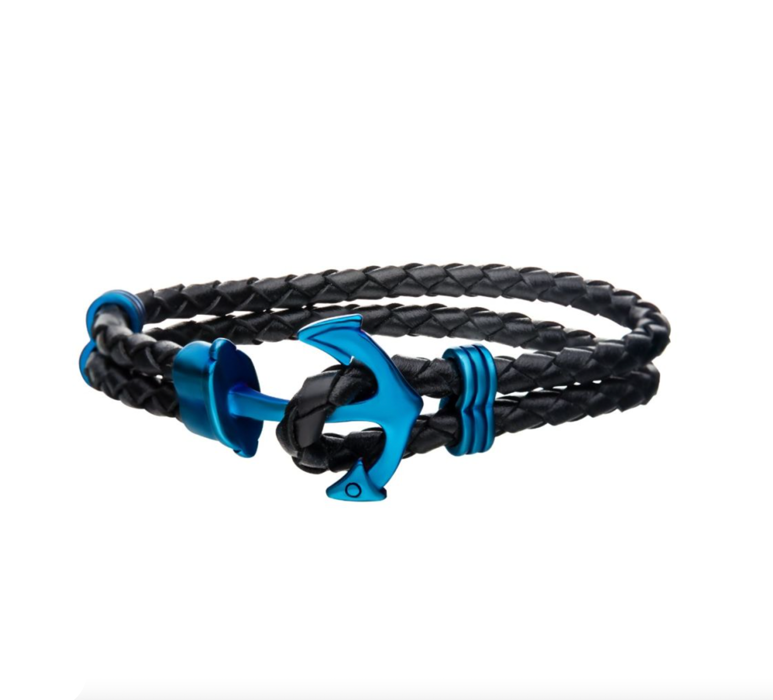 Black Leather with Blue Anchor Bracelet