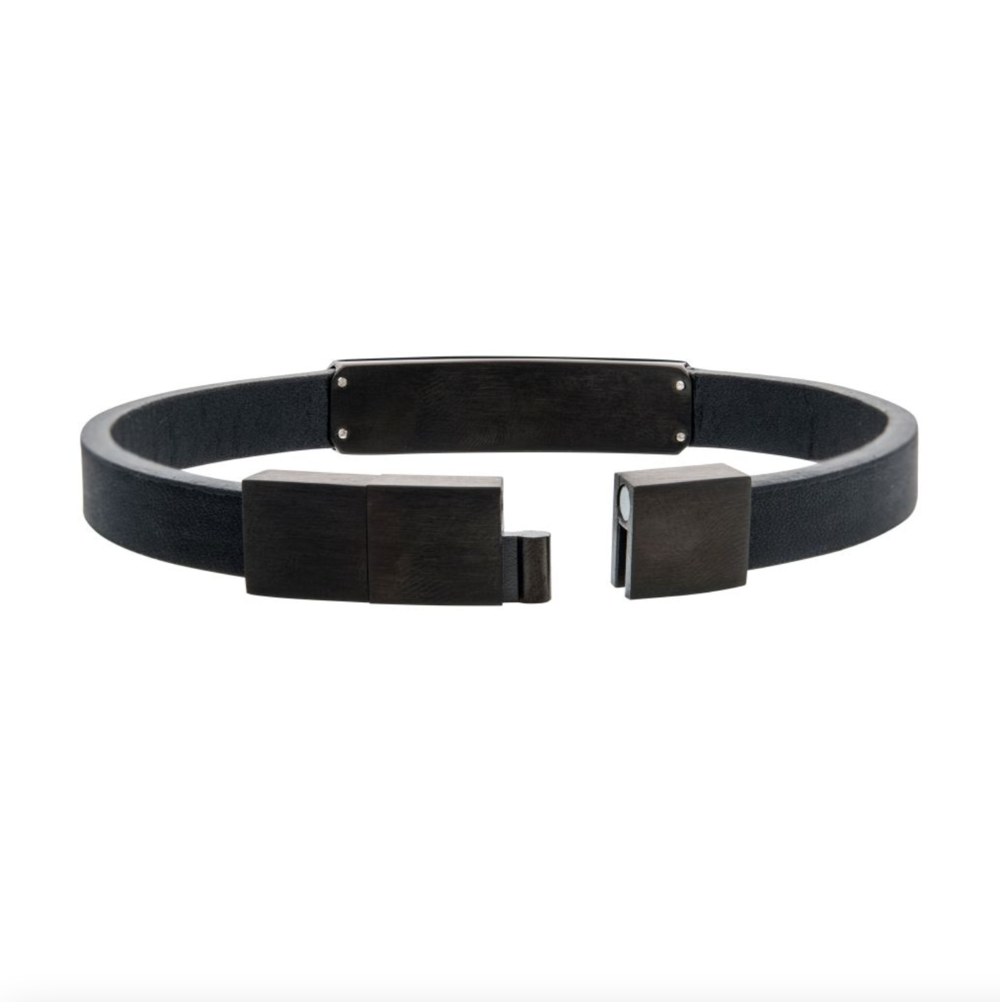 Black Leather with Black Streamline Bracelet