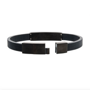 Black Leather with Black Streamline Bracelet