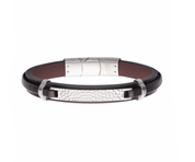 Brown Leather Hammered Bracelet