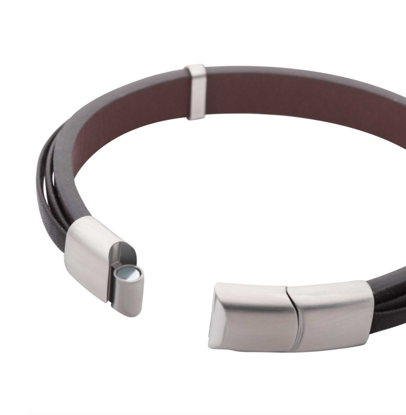 Brown Leather Hammered Bracelet