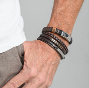 Brown Leather Hammered Bracelet