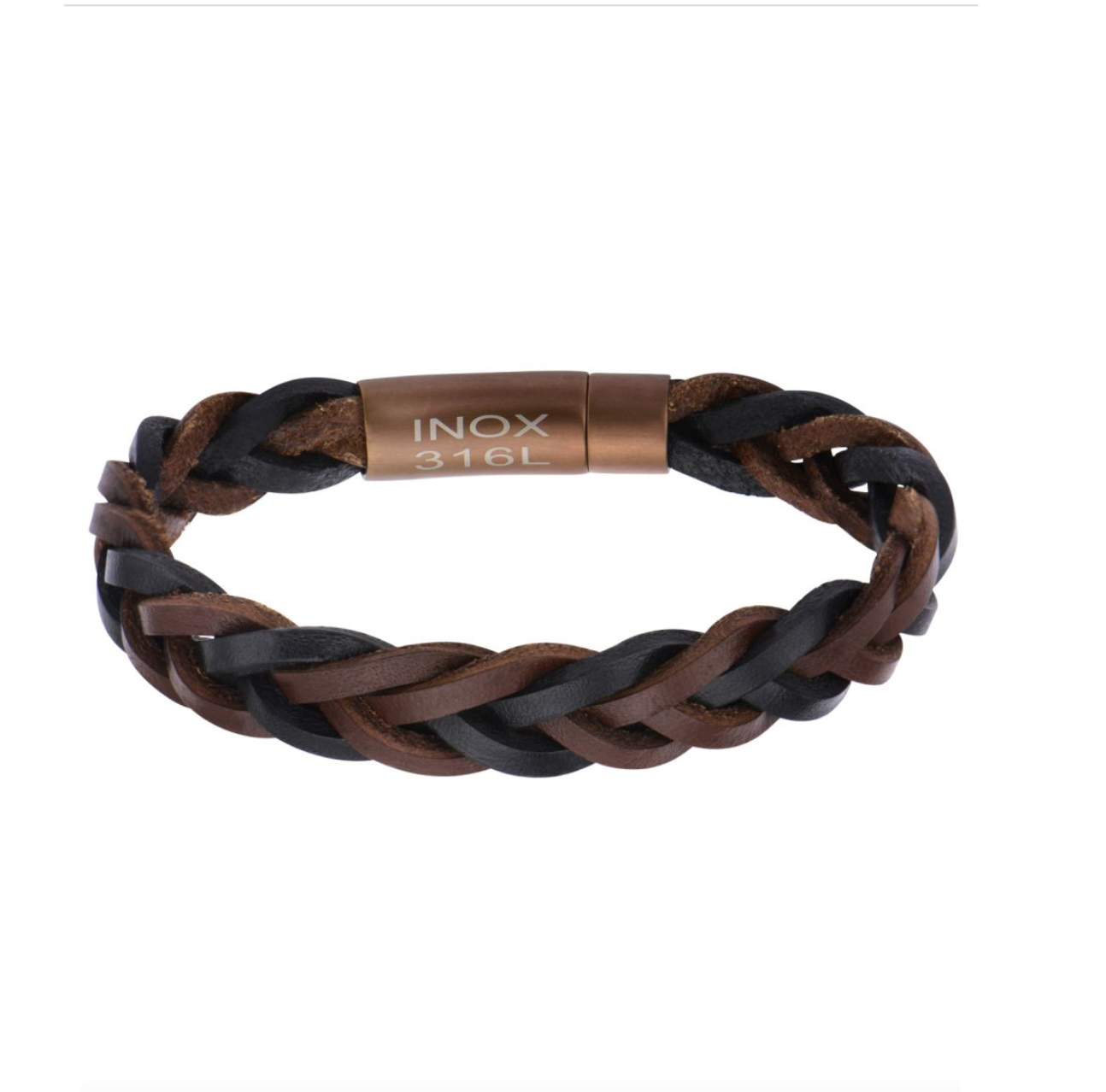 Brown and Black Braided Leather Bracelet