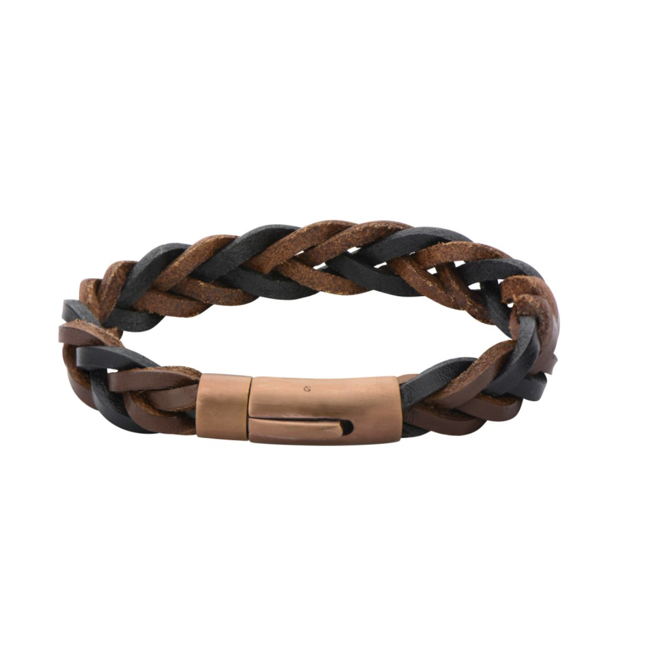 Brown and Black Braided Leather Bracelet