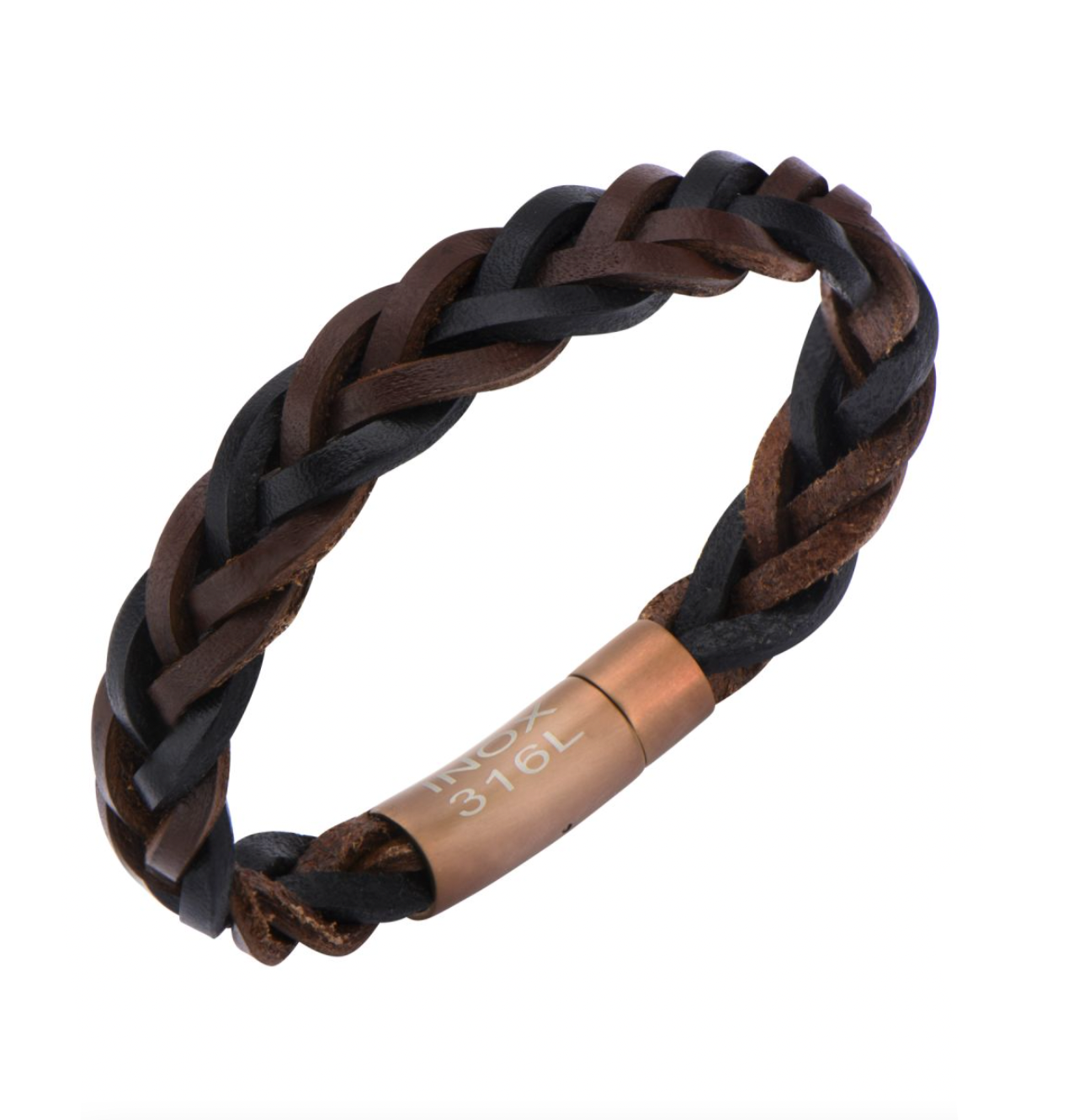 Brown and Black Braided Leather Bracelet