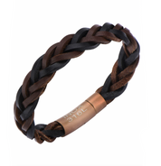 Brown and Black Braided Leather Bracelet