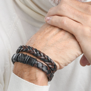 Brown and Black Braided Leather Bracelet