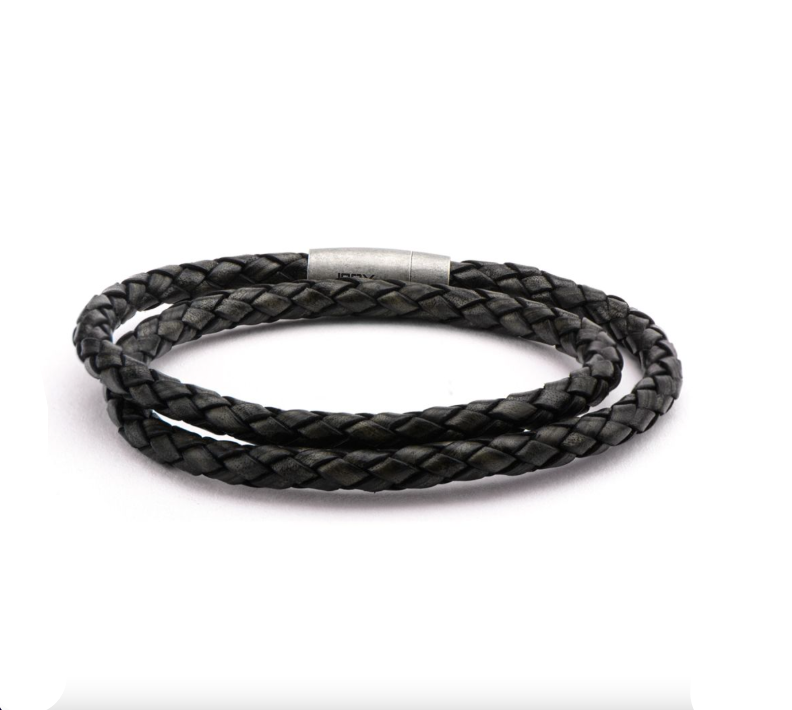 Double Round Black Braided Leather Bracelet