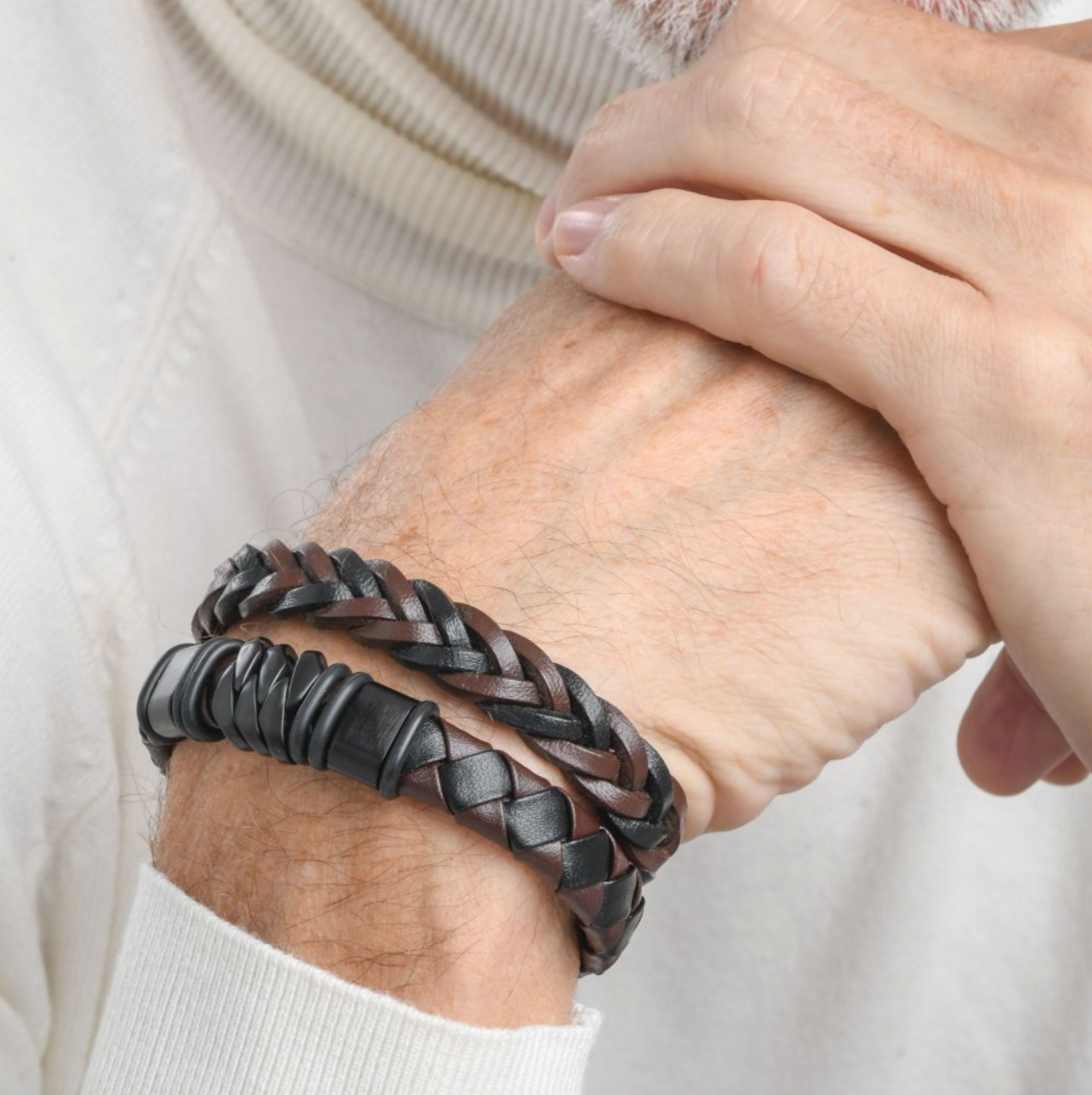 Black and Brown Leather Bohemian Bracelet