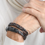 Black and Brown Leather Bohemian Bracelet