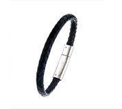 Black Leather with Anchor Bar Bracelet