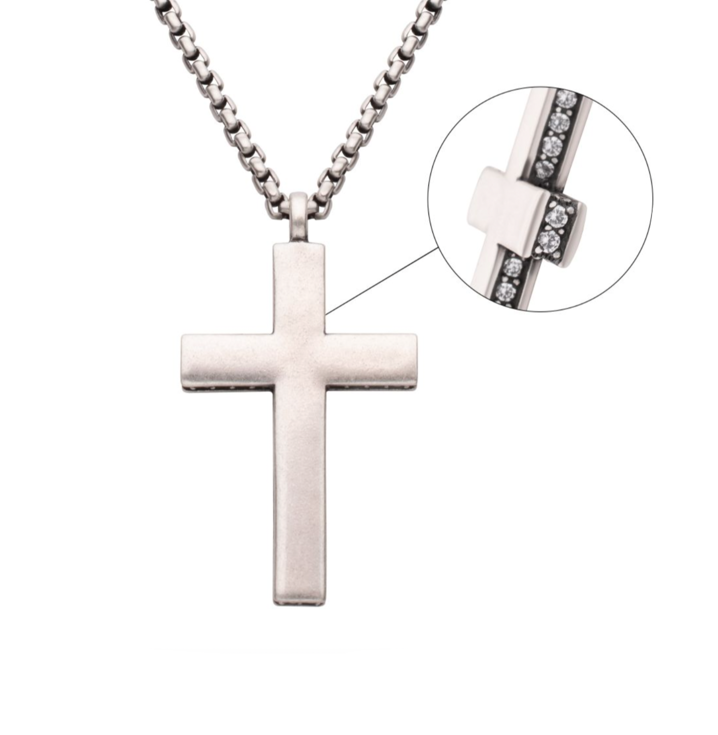 Cross Pendant with Antiqued Finish Chain
