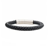 Black Full Grain Leather Bracelet