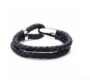 Blue Leather and Steel Bracelet