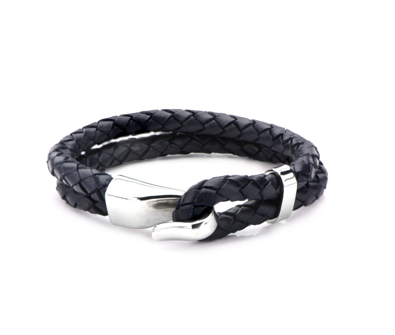 Blue Leather and Steel Bracelet