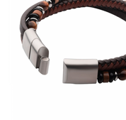 Brown Leather with Black Onyx,Tiger's Eye and Jasper Stone Bracelet