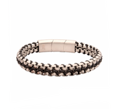 Matte Stainless Steel with Black Wax Cord Bracelet