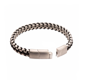 Matte Stainless Steel with Black Wax Cord Bracelet