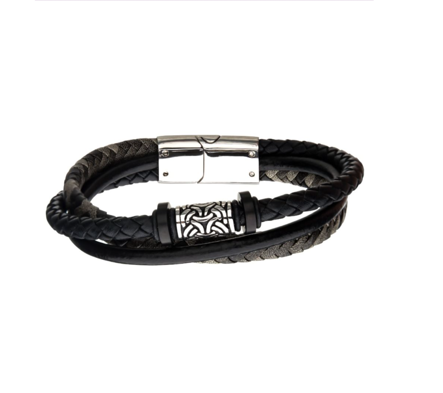 Black and Beads Multi Layered Leather Bracelet